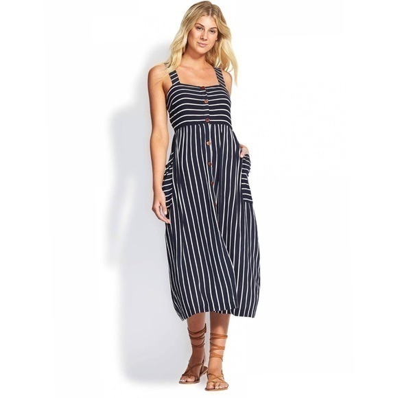 Seafolly Dresses & Skirts - Seafolly Stripe Button Through  Dress NWT